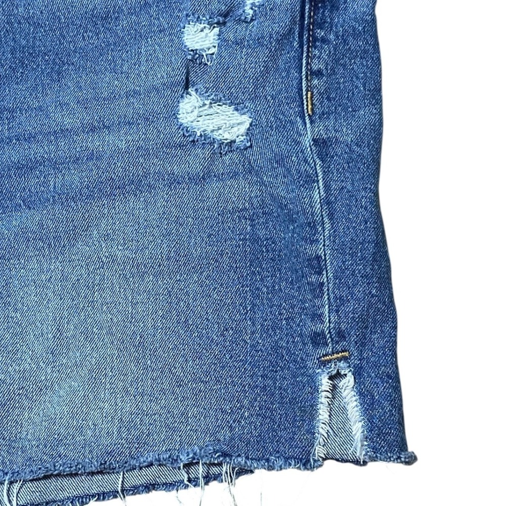 Old Navy OG Straight High Rise Button Fly Distressed Denim Shorts Preppy Blue 12 - Picture 8 of 9